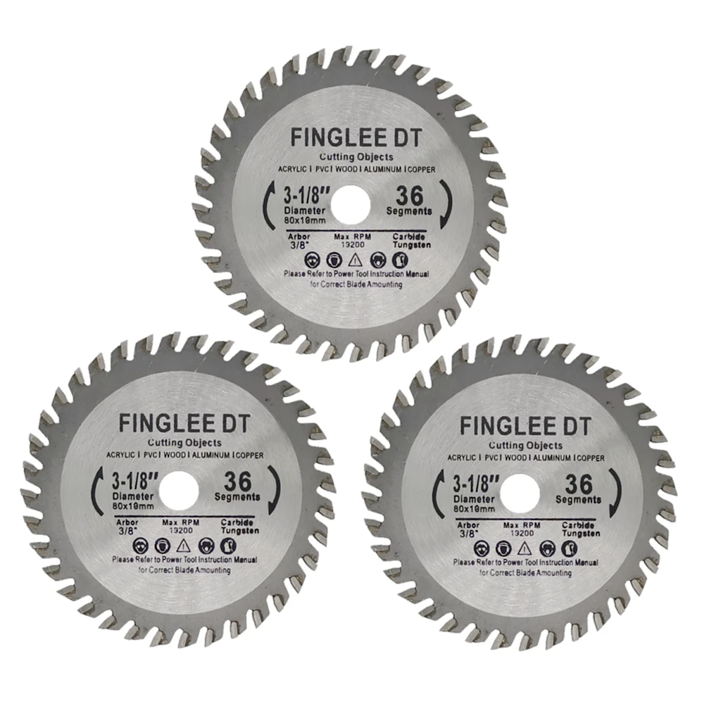 FINGLEE 80mm 3-1/8‘’ TCT Woodworking Mini Circular Saw Blade Acrylic Plastic Cutting Disc General Purpose for Wood