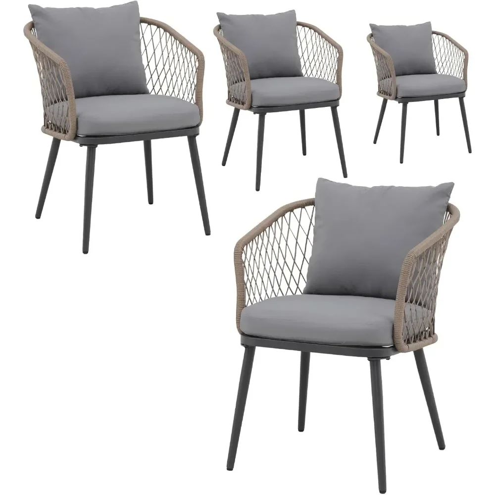 

OC Orange-Casual Patio Dining Chair, All-Weather Wicker Outdoor Dining Chair Set of 4, Rattan Armchair Seating with Cushion, for