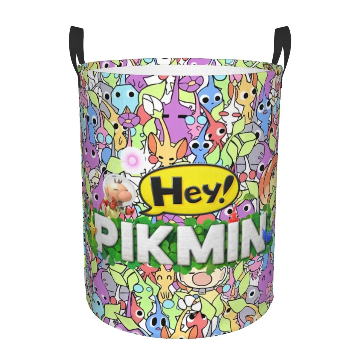 Custom Pikmins Logo Laundry Hamper Large Storage Basket Cartoon Strategic Video Games Girls Boys Toy Organizer