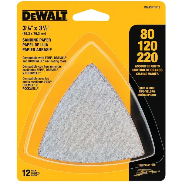 Hook & Loop Triangle Sandpaper Assorted - 12 PK