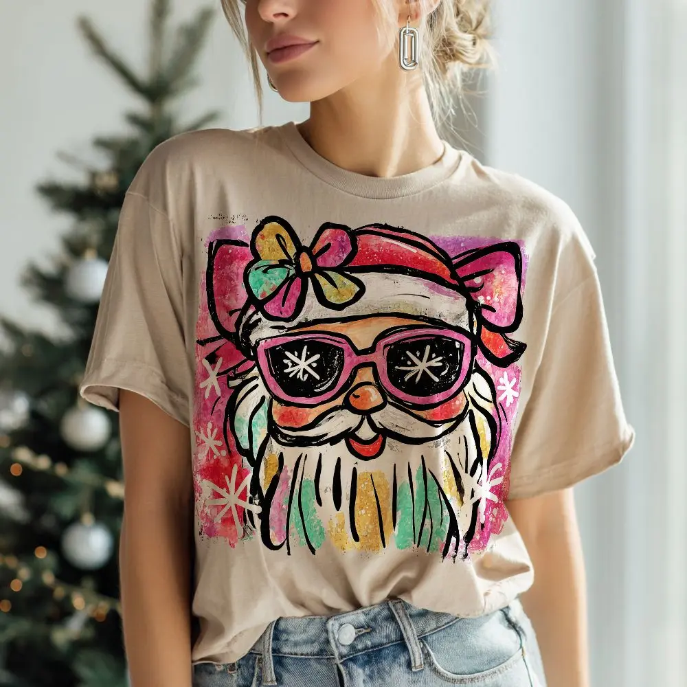 مجموعة مكونة من 6 قطع من ملصقات الفينيل النقل الحراري لعناصر عيد الميلاد المبتكرة المرسومة يدويًا - تتميز بأنماط ملونة مثل عيد الميلاد