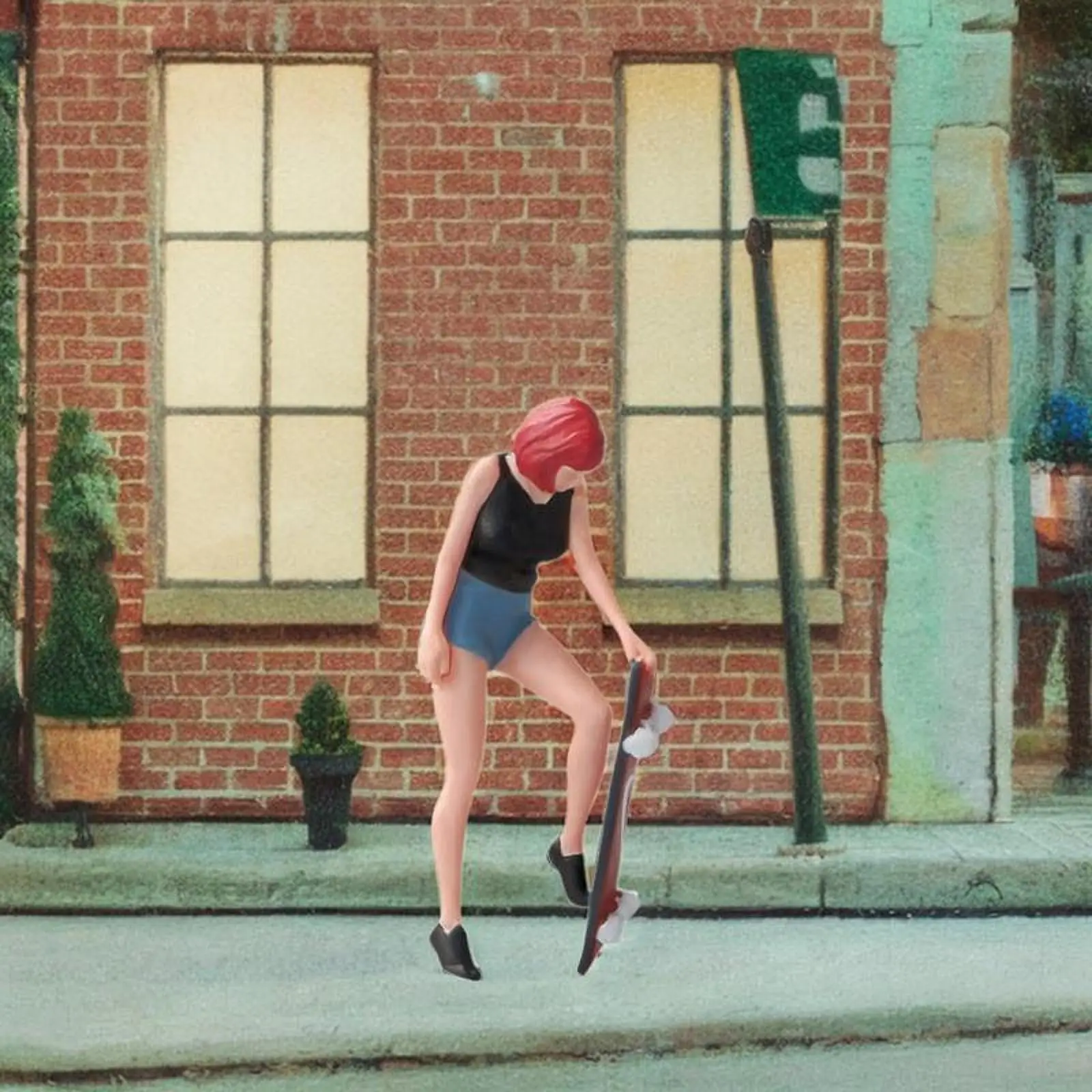 1/64 شخصية مصغرة مشهد مصغر الدعامة لوح التزلج فتاة لمشاريع التصوير الفوتوغرافي المشهد الصغير نموذج القطارات حلية #2