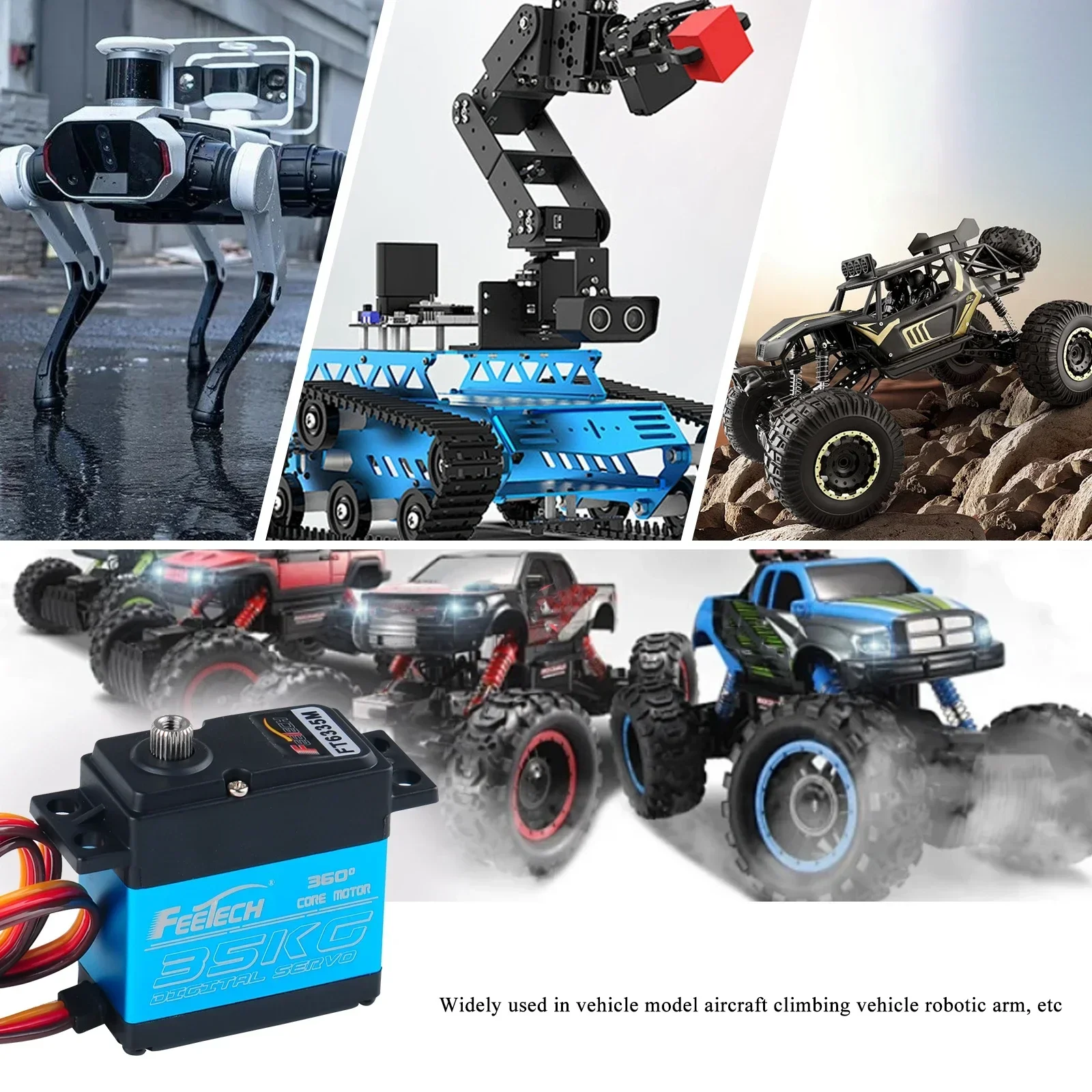 FT6335M 35kg デジタルサーボ 360 °   磁気スチールギア 7.4V 高トルク RC ロボット車飛行機クアッドコプター連続回転用