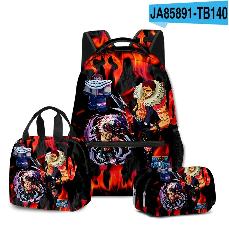 3 pçs/set 3D ROBLOX Jogo Blox Frutas Estudantes da Escola Primária e Secundária Mochila Saco de Almoço Saco de Lápis Saco de Escola