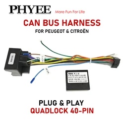 CAN Bus Decoder Quadlock Wiring Harness, BSI Protocol SWC Retention, P&P 16Pin Car Android Loom Adapter, for Peugeot 207, 207cc