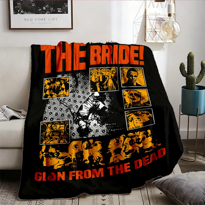 The Bride! MovieT, Flannel Blanket, Jessie Buckley Christian Bale Movie Flannel Throw, Gothic Horror Film Cozy Blanket