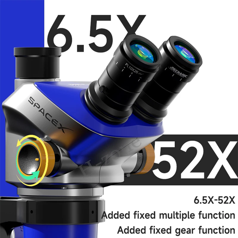 MECHANIC SPACE X series trinocular stereo microscope 6.5X-52X continuous zoom for mobile phone welding PCB repair laboratory