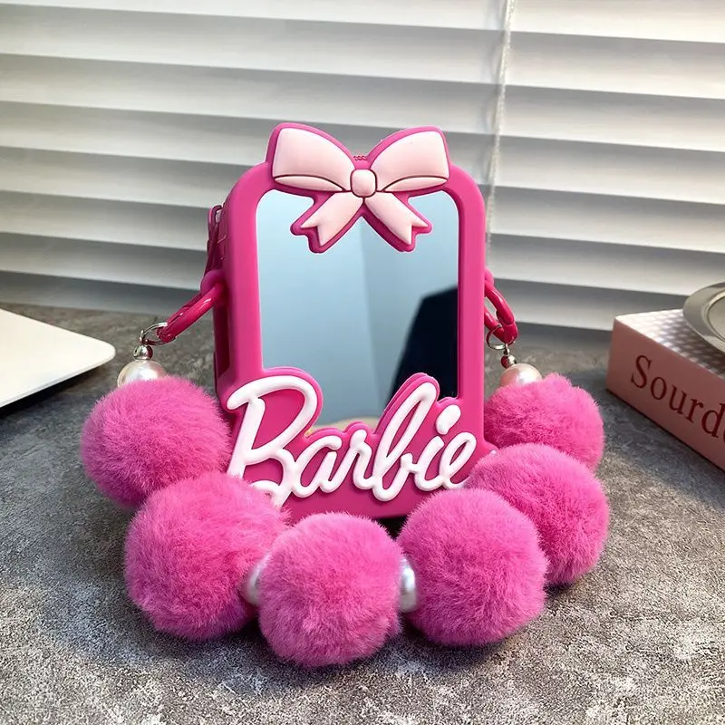 Barbie Phone Case Applicable To Samsung Zflip5 Makeup Mirror Flip3 Coin Purse W23 Flip Cute Student Soft Shell Protect Jacket