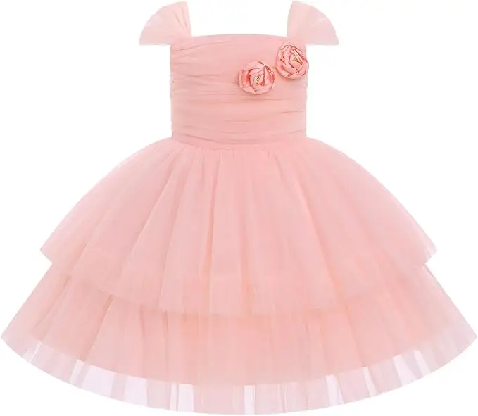 

Snvdzo Toddler Baby Girls Shiny Floral Tulle Tutu Dress For Wedding Birthday Evening Party Prom Banquet Gown 2026