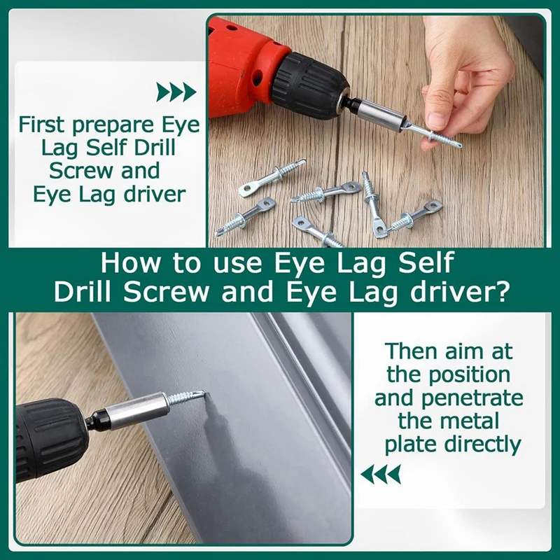 ABNO-100Pcs 2 بوصة تأخر العين الذاتي التنصت نقطة الحفر المسمار الزنك و 1 قطعة سائق 2-5/8 بوصة ، قوي العين تأخر المسمار الحفر الذاتي