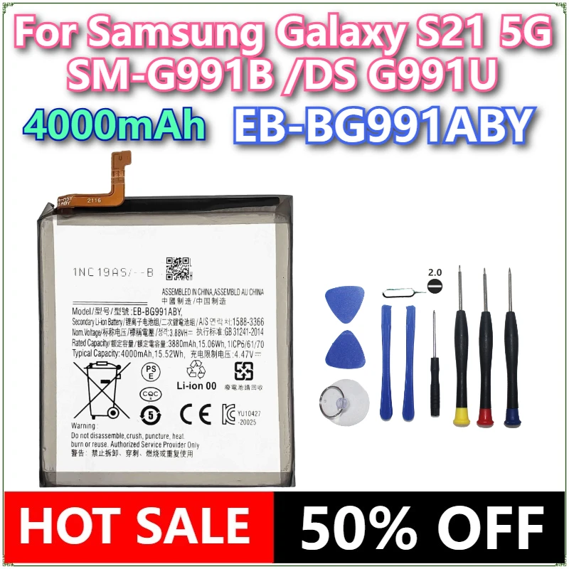 

Совершенно новый сменный аккумулятор для мобильного телефона EB-BG991ABY 4000 мАч для Samsung Galaxy S21 5G SM-G991B/DS G991U, аккумуляторы + инструменты