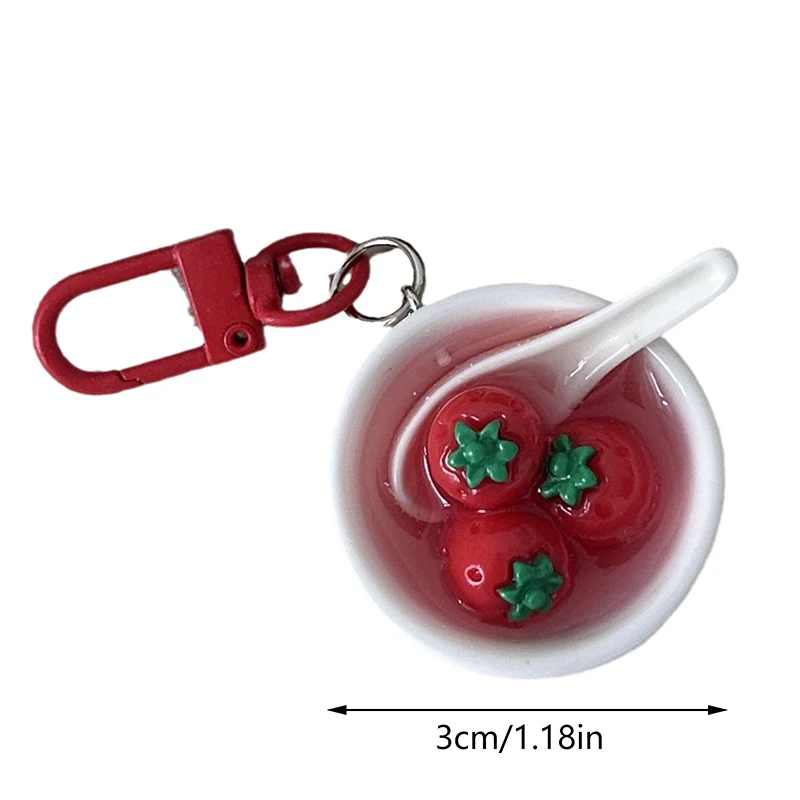 Luminous Rice Ball Bowl Keychain Pendant Key Ring Backpack Charms Car Decor Bag Accessories