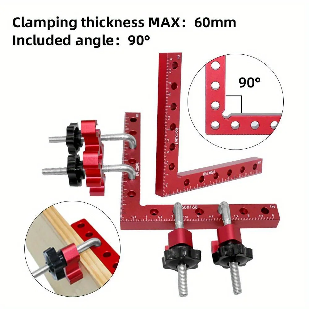 160mm 90 Grad l-förmige Hilfs vorrichtung Spleiß platte Position ierungs platte fester Clip Schreiner quadratisches Lineal Holz bearbeitungs werkzeug – Detail 2