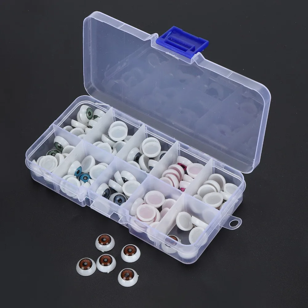 

100pcs Doll Accessories Half Round Doll Eyeballs Plastic Resin Half Round Eyes Colorful Plastic Eyes Halloween Decorations