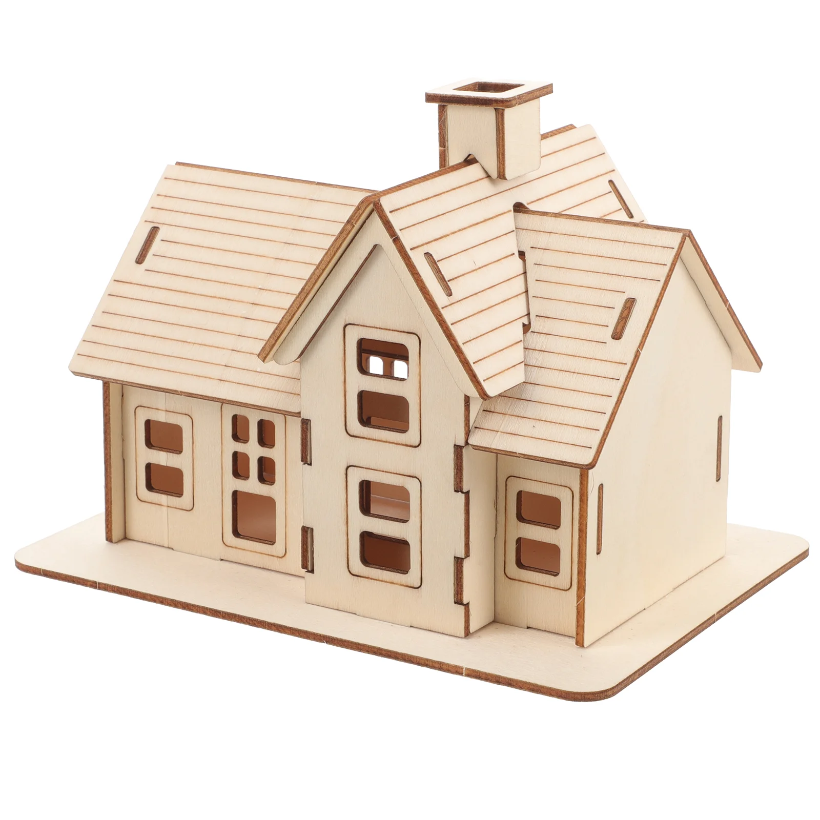 

1 Set Assembly House Model 3D Wooden Puzzle for Adults Light Weight Smooth Safe Fun Decorative Item Home
