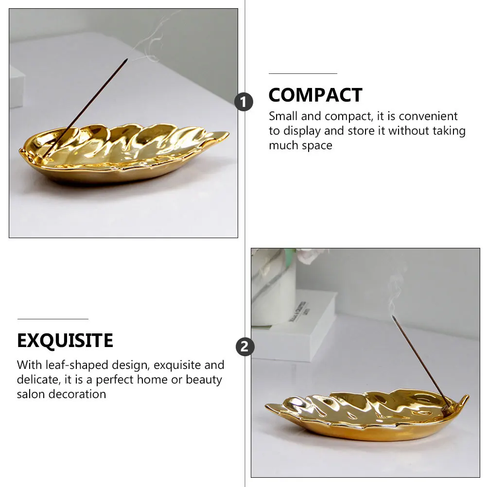 Leaf Shaped Ceramic Incense Burner Premium Arab Style Aroma Stove Home Office Decor Meditation Yoga Studio Censer Ornament