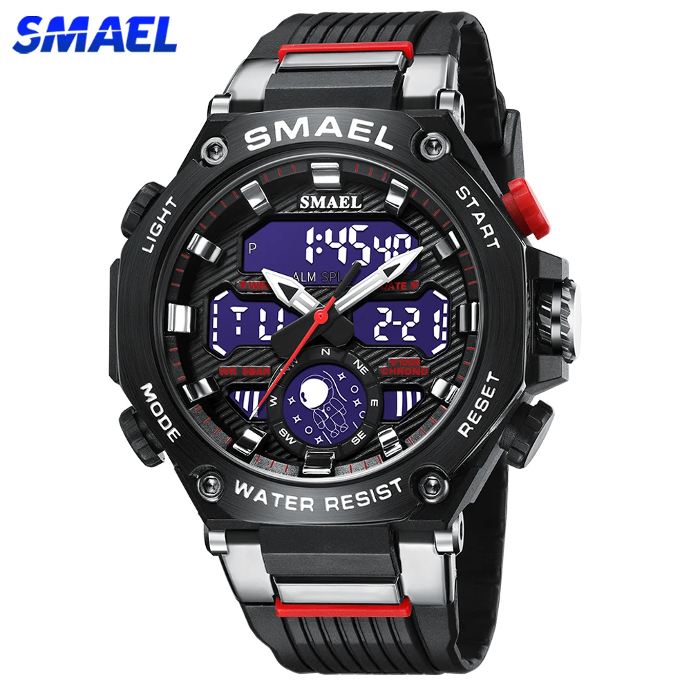 

SMAEL Sports Men's Watches Military Quartz Watch For Man Waterproof Wristwatch Alarm Shock Week Dual Display Digital Clock 8069