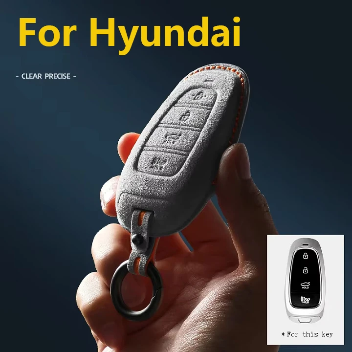 Car Key Case Cover for Hyundai Kona Accent Santa Fe Solaris Azera Elantra Grandeur IG Premium Suede Auto Key Accessories