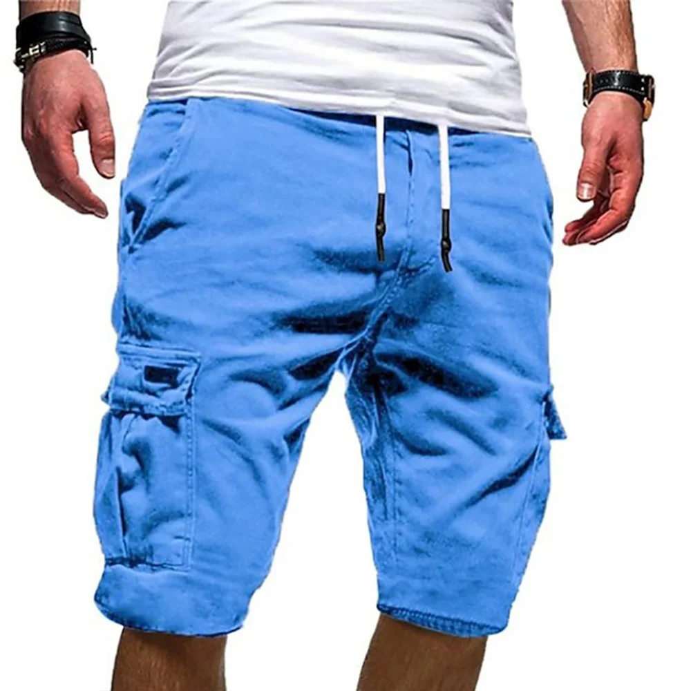 2024 Men's 100% Cotton Summer Fashion Solid Color Hip Hop Shorts Multi Pocket Casual Capris Running Sports High Quality Shorts