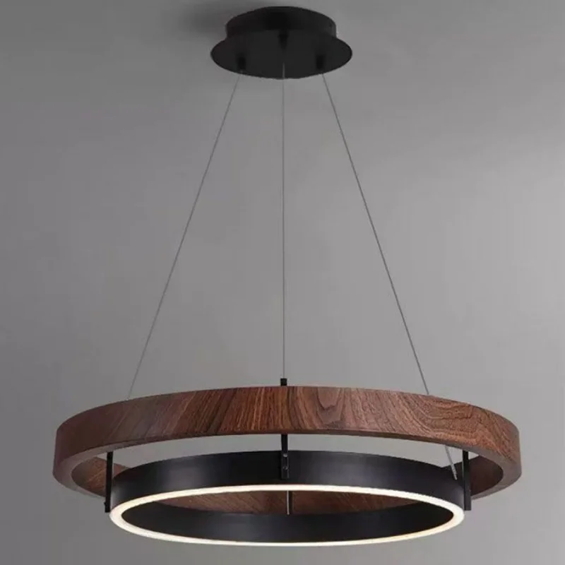 

Meijia Minimalist Model Room Designer Wood Grain Color Circular Lighting Fixture Modern Living Room New Dining Room Pendant Lamp