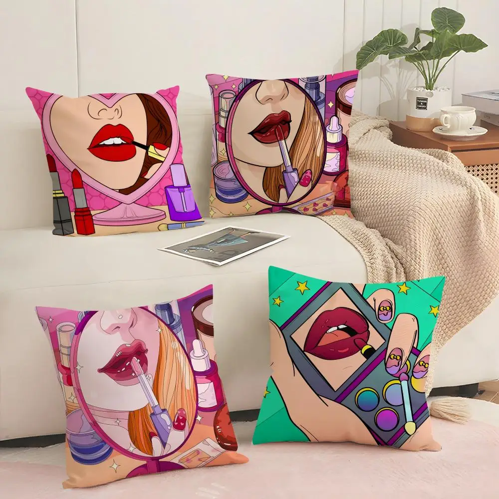 Ins Style Beauty Makeup Cushion Cover Silky Short Plush Sofa Pillow Cover Hidden Zipper Soft Dustproof Case for Home Decor