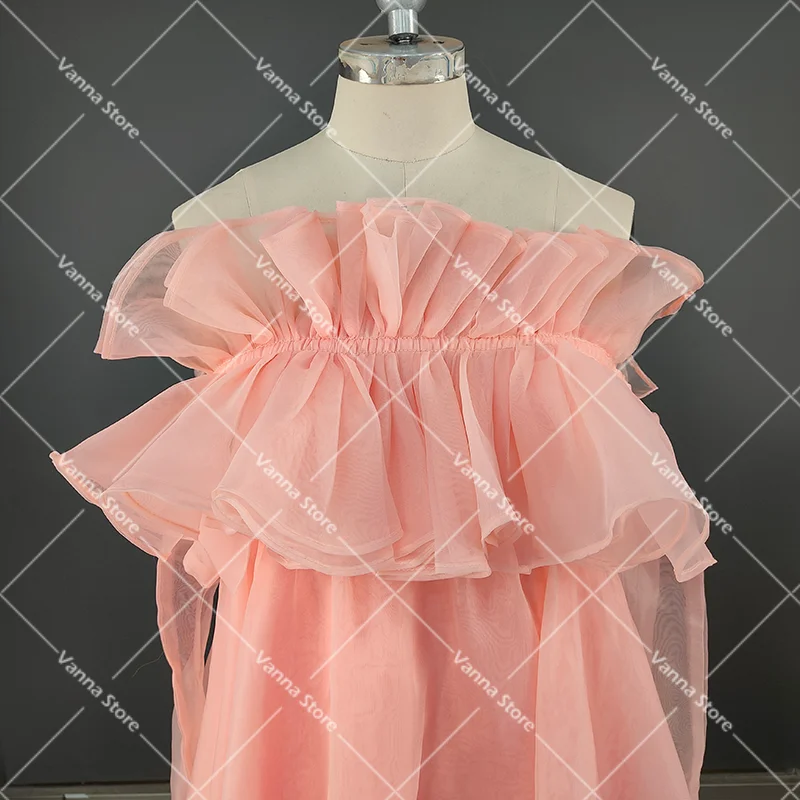 Off Schulter Ruffled Ausschnitt Schwangere Foto-shooting Brautkleid Nach Maß EINE Linie Reich Taille Organza Mutterschaft Fotografie Kleid