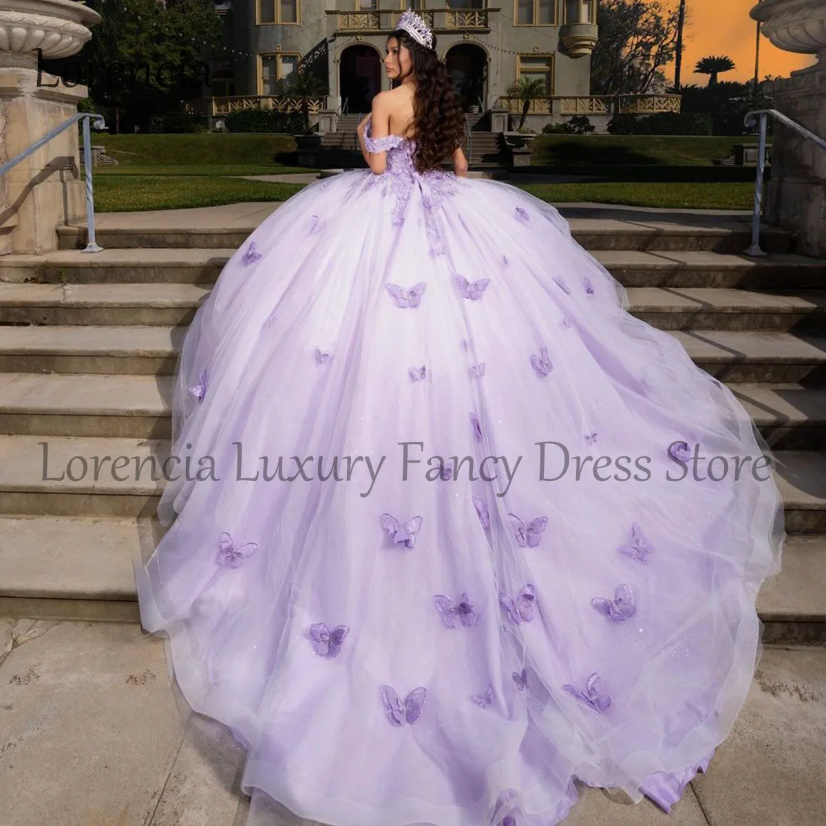 2024 Quinceanera Dress Sweet 16 Ball Gown Sweetheart Off spalla 3D Flowers perline Appliques pizzo abiti formali De 15 asenos