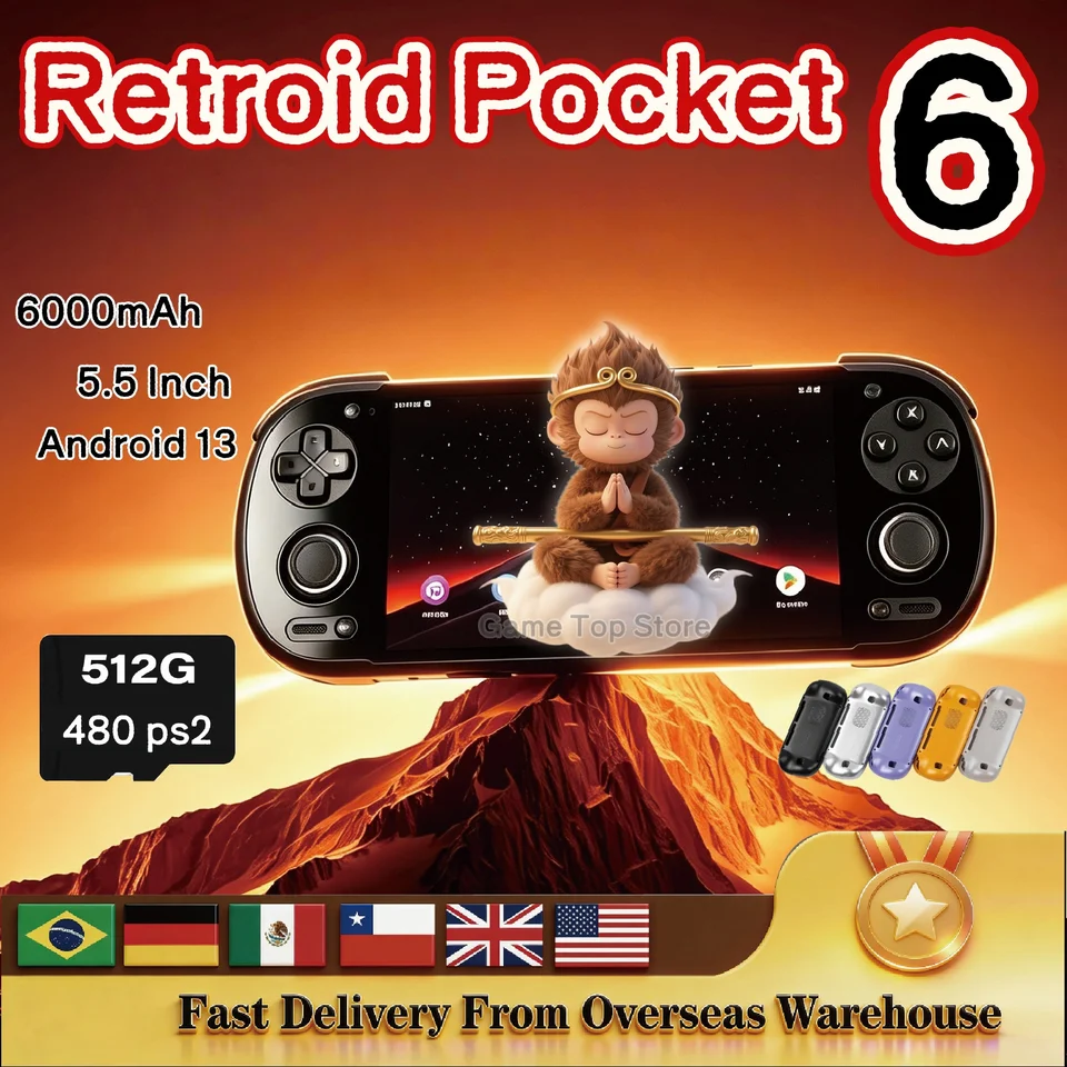 Retroid Pocket 6 Handheld Android Gaming Console 8Gen2 5.5 Inch