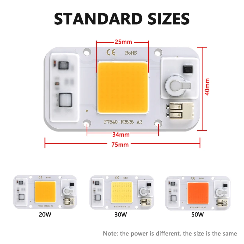 LED COB Chip 20W 30W 50W AC 220V High Voltage Drive Free Welding Warm White Surface Light Source Module for Floodlight Spotlight