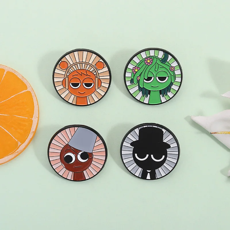 Radiação listrado pequeno homem broche redondo engraçado óleo gotejamento broche novo criativo mochila crachá roupas acessórios presente