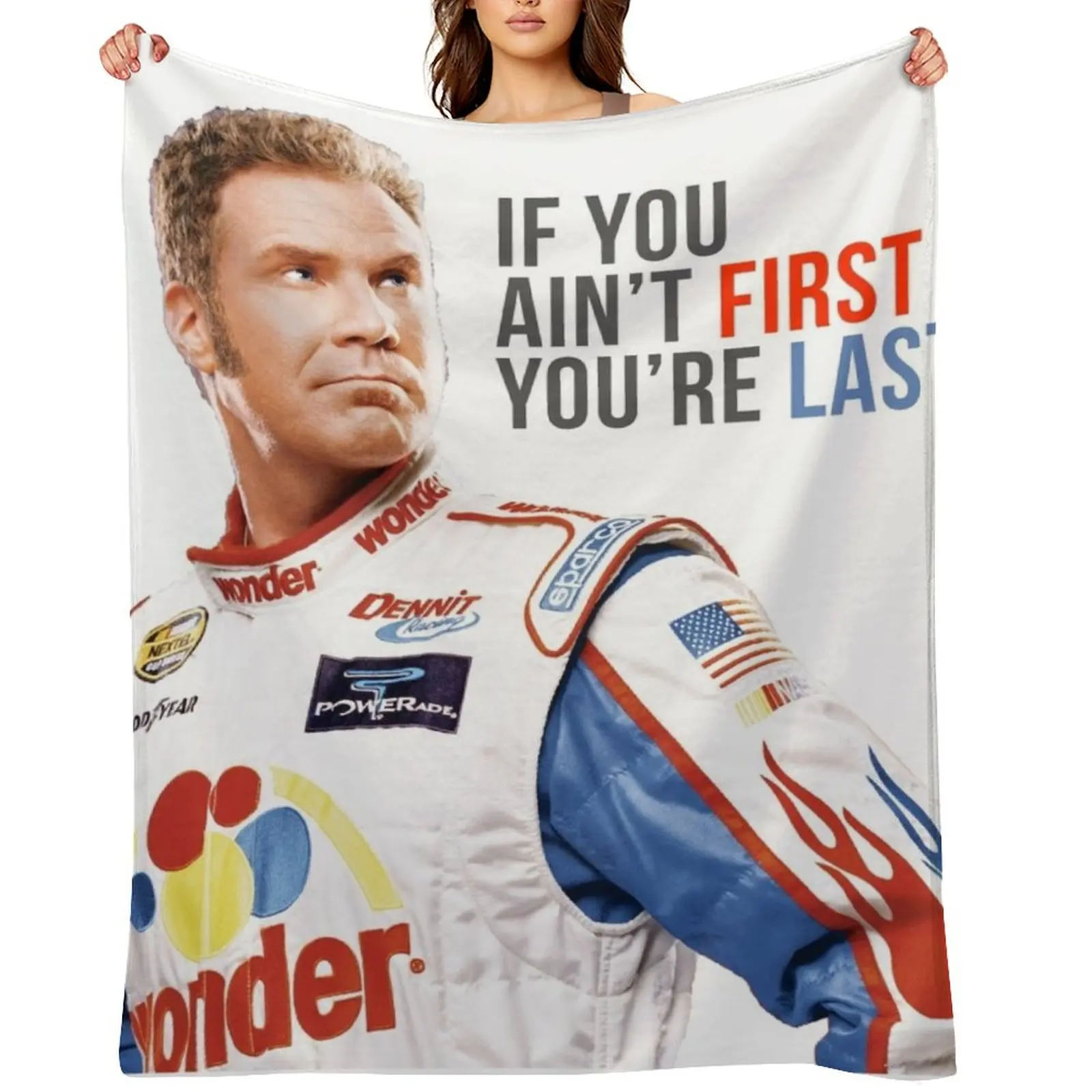 

Will Ferrell Talladega Nights Ricky Bobby If You Ain't First You're Last Throw Blanket Flannels Cute Soft Big Blankets