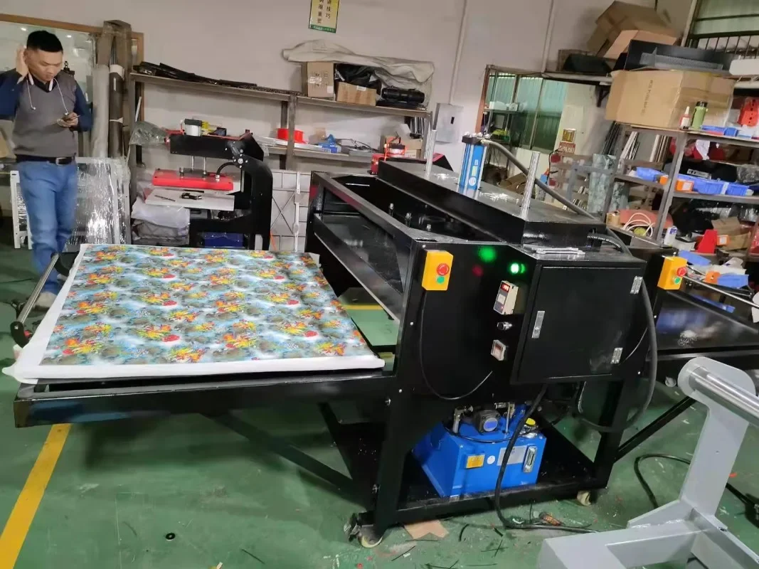 【Fashionable】P High Quality 100x120 Pneumatic Large Format Sublimation Heat Press Manual T-shirt Transfer Printing Machine Cloth