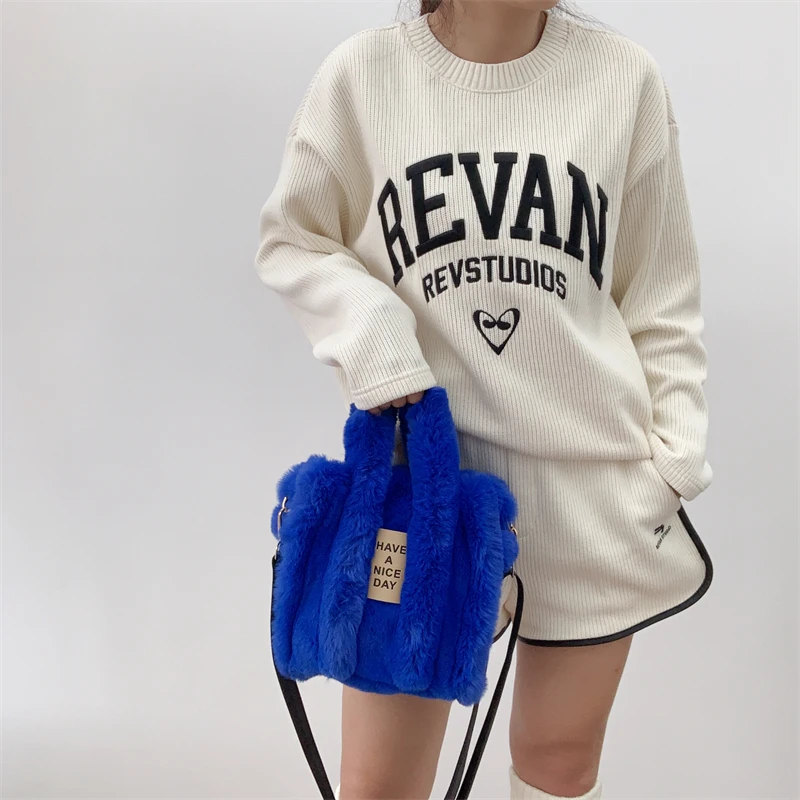 Faux Fur Bags Factory Outlet Ladies Faux  Plush Handbag  Tote Crossbady Bags