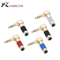 1pc Right Angle Mini Jack 3.5mm 3/4Poles Stereo Male Plug Carbon Fiber Adapter Solder Connector Fit for 6mm Cable