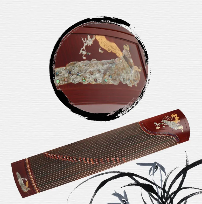 

Hooqu Peacock Opening Screen Pattern 21 String Guzheng Instrument Chinese Zither Solid Wood Instrument