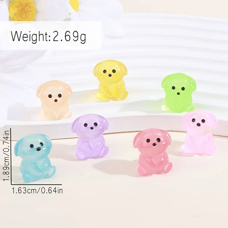 30Pc 빛나는 수지 강아지 인형 다채로운 미니 만화 개 장식 DIY 마이크로 풍경 액세서리 정원 장식 수지 공예