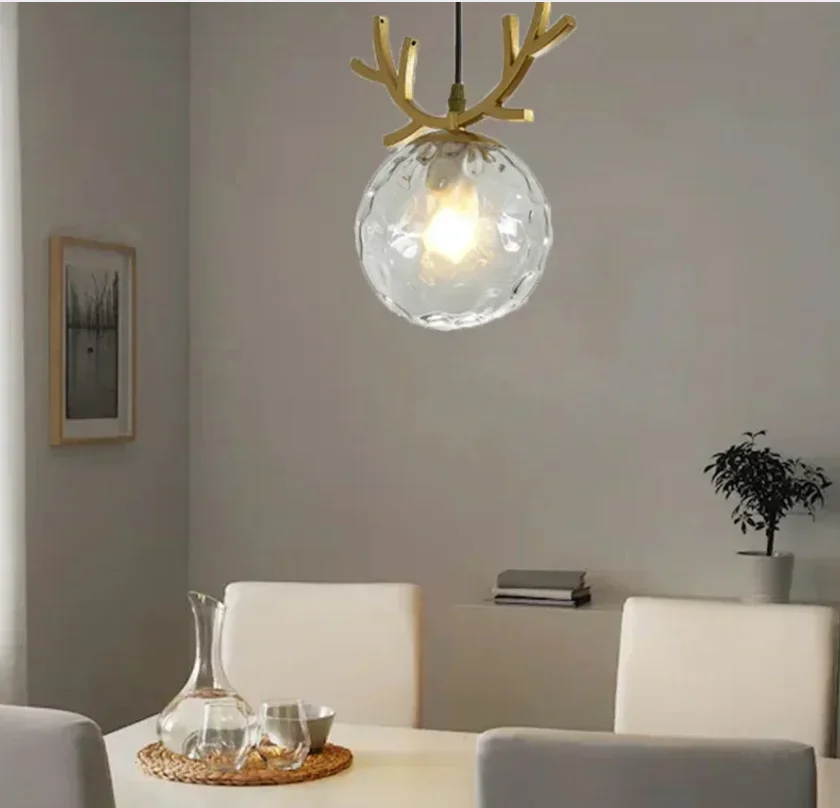 

Glass Pendant Lamp Vintage Ceiling Chandeliers Bedside Modern Hanging Lights Kitchen Island Luxury Gold Plating Lighting Fixture