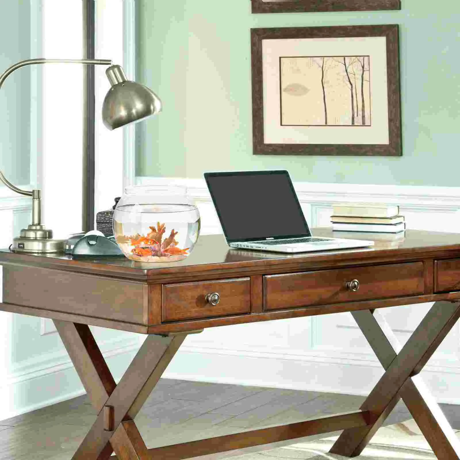 Cube Tank Fish Goldfish Bowl Desktop Aquarium Transparent The Pet Office Clear Candy Jar