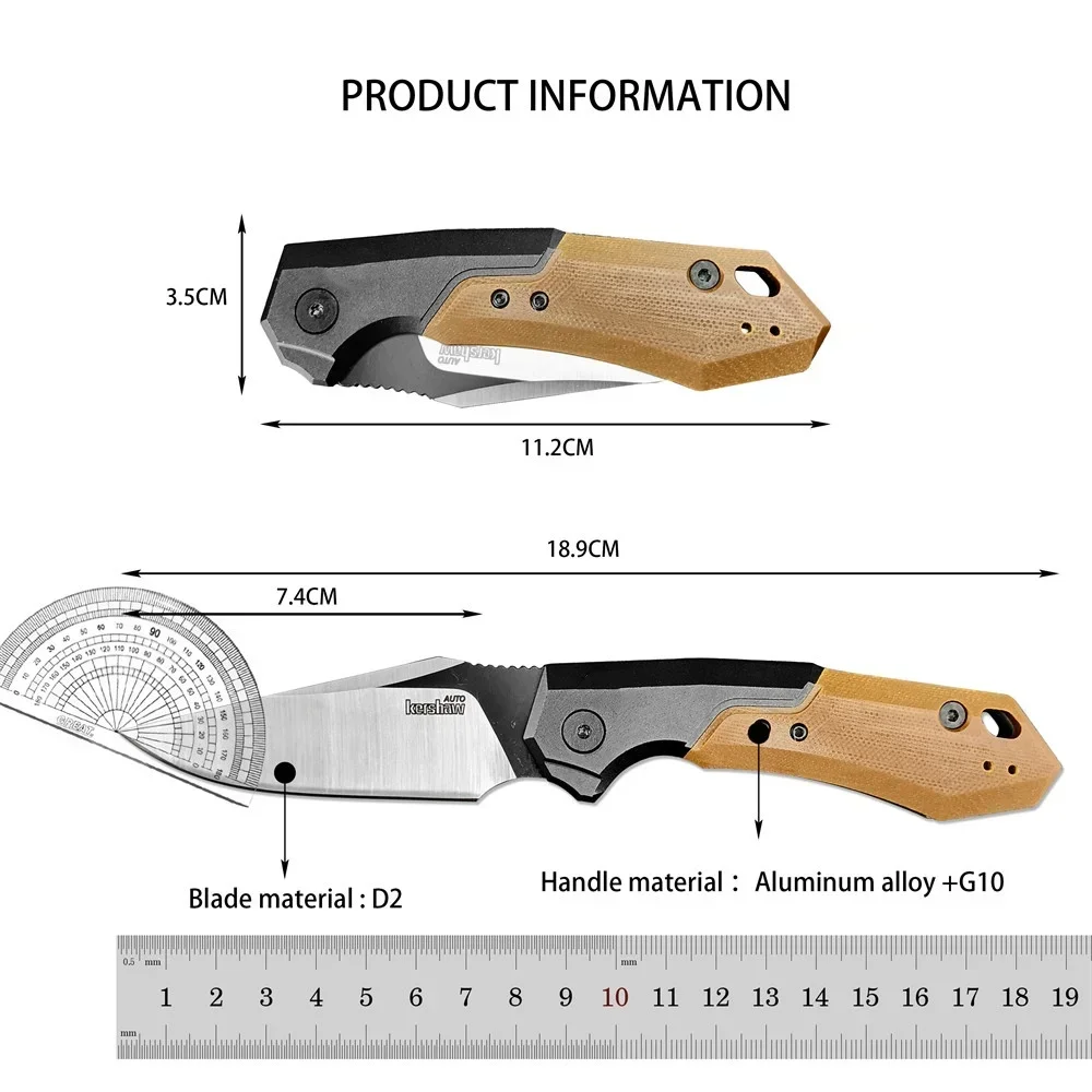 2024 KS 7851 Folding Knife D2 Blade Aluminum Alloy + G10 Handle Outdoor EDC Surviva Hunting Tools Camping Hiking Pocket Knives