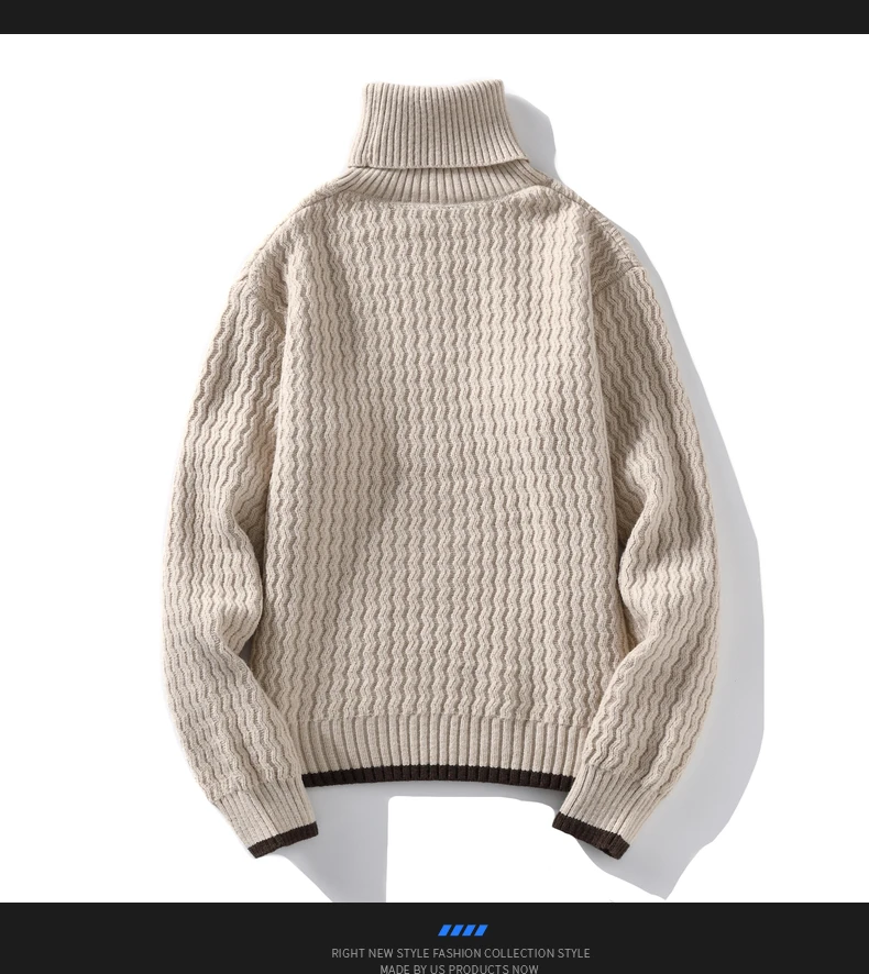 Autum Winter Warm Turtleneck Sweater Men\'s Casual Rollneck Knitted Pullover Keep Warm Men Jumper Knit Woolen Sweater