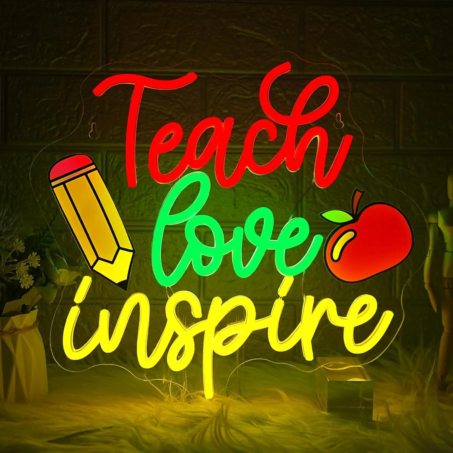 

Неоновая вывеска «Teach Love Inspire» с USB-подсветкой, светодиодный неоновый светильник для класса, учебной комнаты, игровой комнаты, спальни, декорации, персонализированный неоновый светильник, подарок