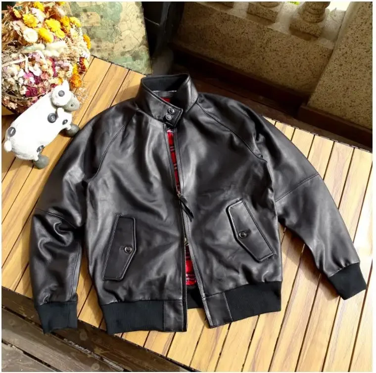 Shop Best.Soft Spring plus thin sheepskin jacket.Classic outdoor casual geniune leather wear.Men jacket.Cheap