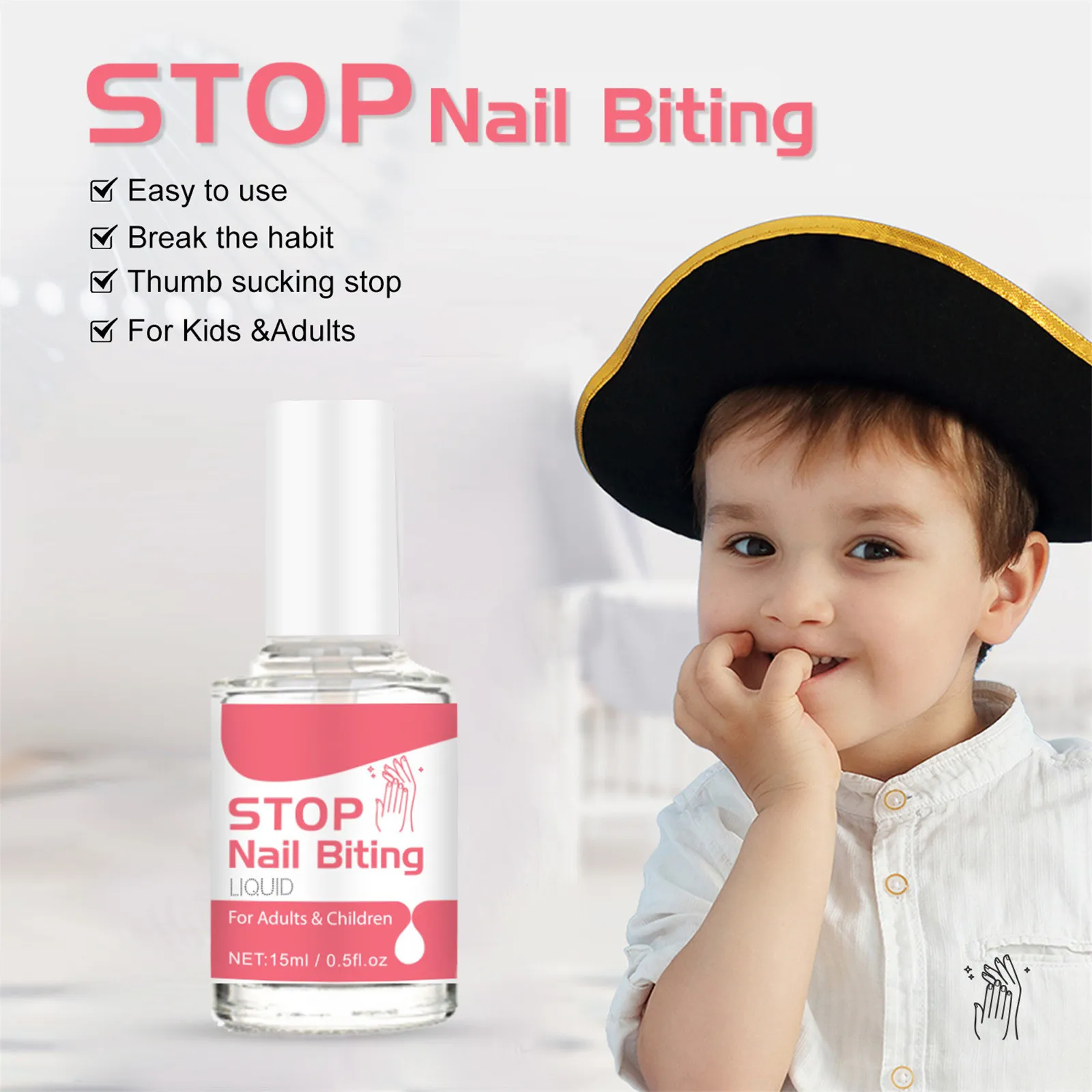 Stop Nail Biting Water, Bitter Nail Water Helps Correct Nail Biting Behavior, Safty Thumb Sucking Stop For Kids Children 15ml