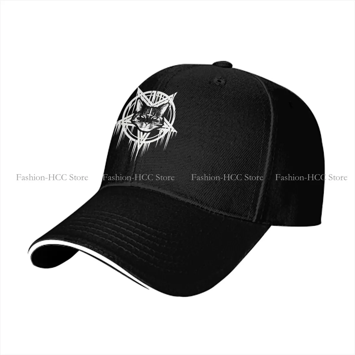 Summer Cap Sun Visor Satanic Metal CATAN 666 Hip Hop Black Cat Peaked Hats