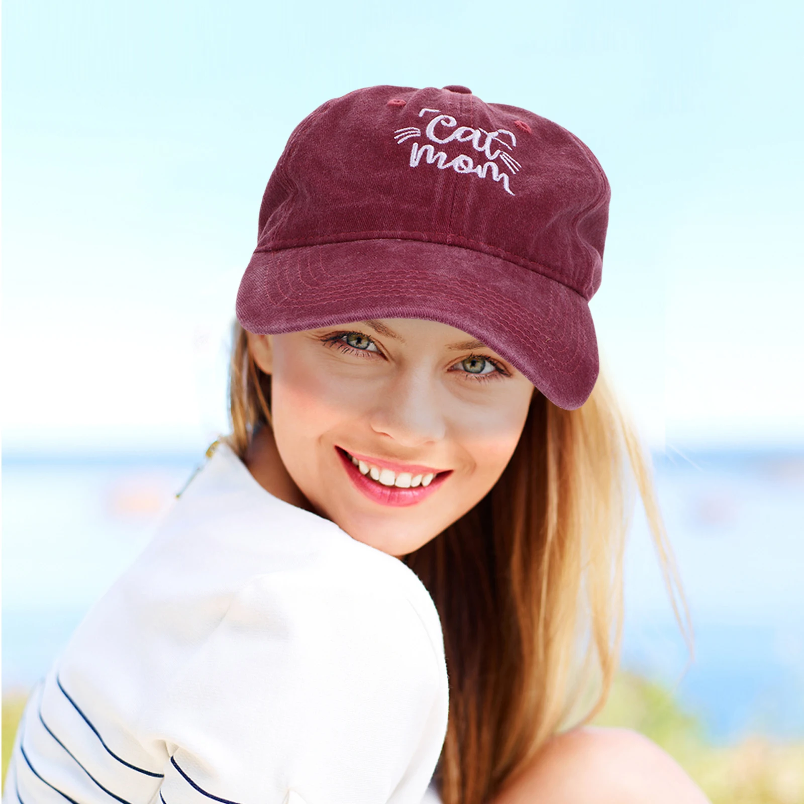 

Embroidered Baseball Cap Vintage Washed Adjustable Hats for Women Cotton Cute Sun Protection Outdoor Accessories