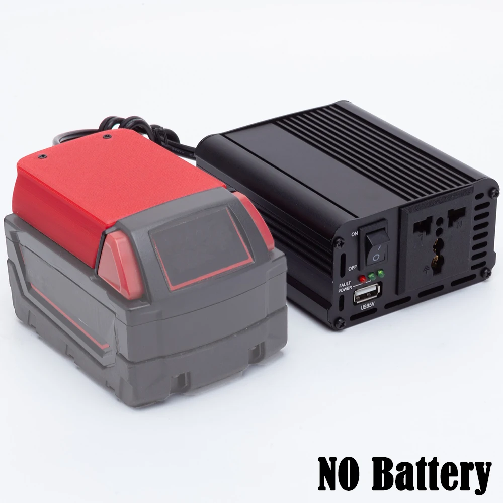 

200W 220V Portable Power Inverter Outlet Adapter for Milwaukee 18V Battery DC AC W/USB Powered Compact Inverter for UK EU AU