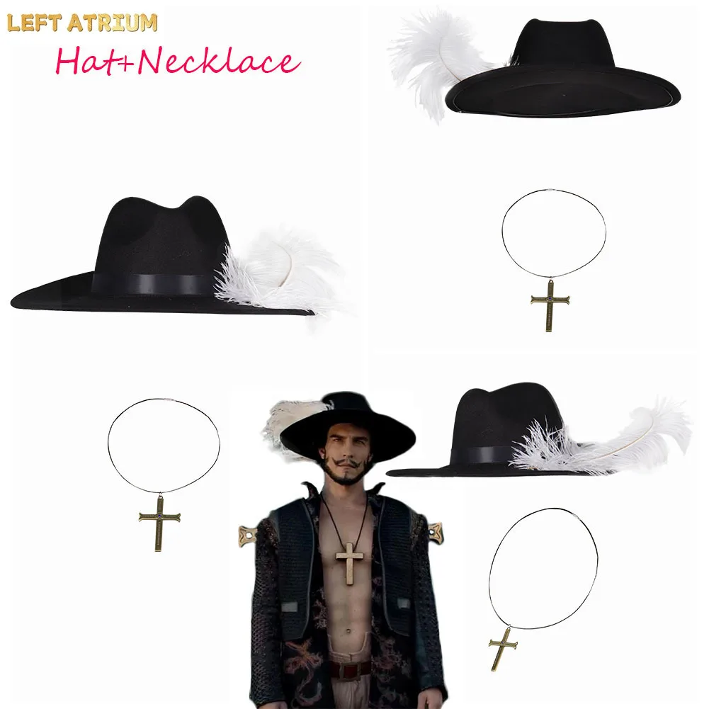 Disfraz de Dracule Mihawk, Gorra de Pirata, Collar, Diadema, Accesorio de Disfraz de One Piece para TV, Halloween, Accesorios para Traje de Hombre