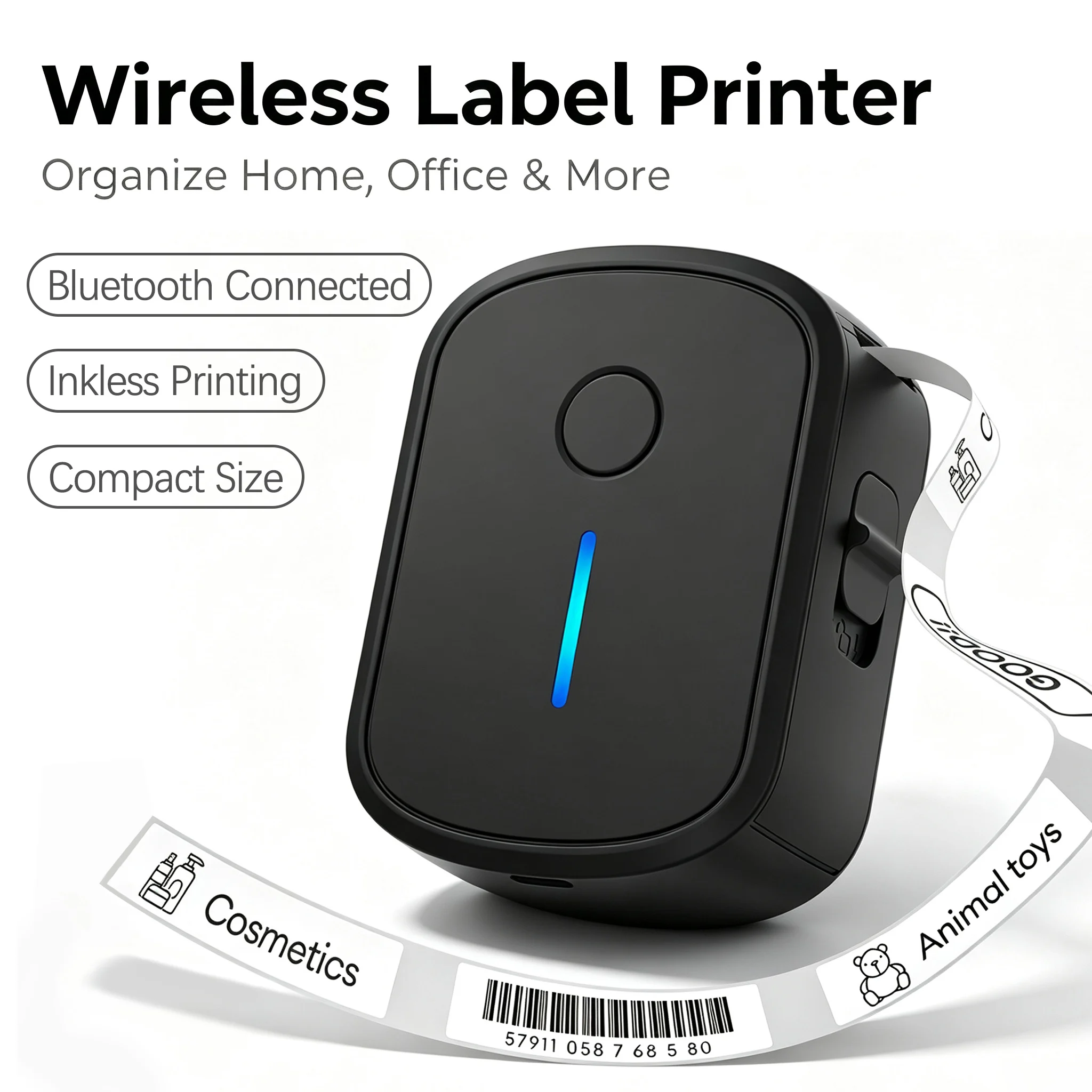 Portable Mini Label Printer Inkless Bluetooth Self-adhesive Thermal Printer Mini Adhesive Printing Machine Stickers Labels Maker