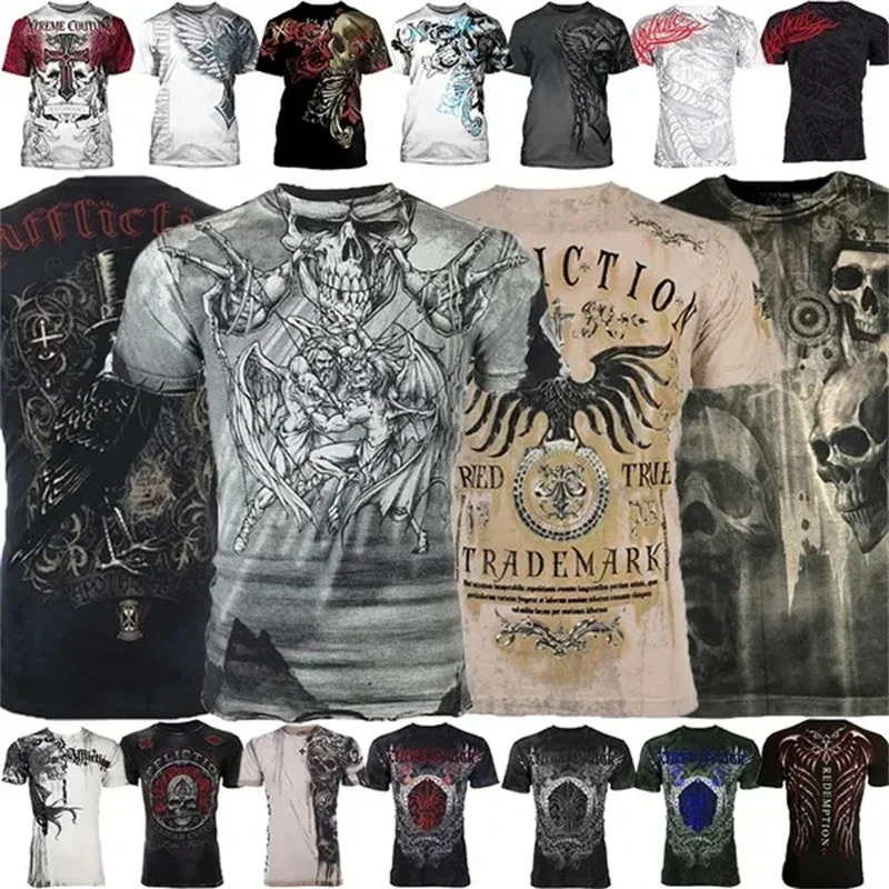 

Vintage T Shirt For Men 3D Print Archaic By Affliction Graphic T-Shirts Goth Punk Y2k Streetwear Tees Harajuku Men Clothing Tops