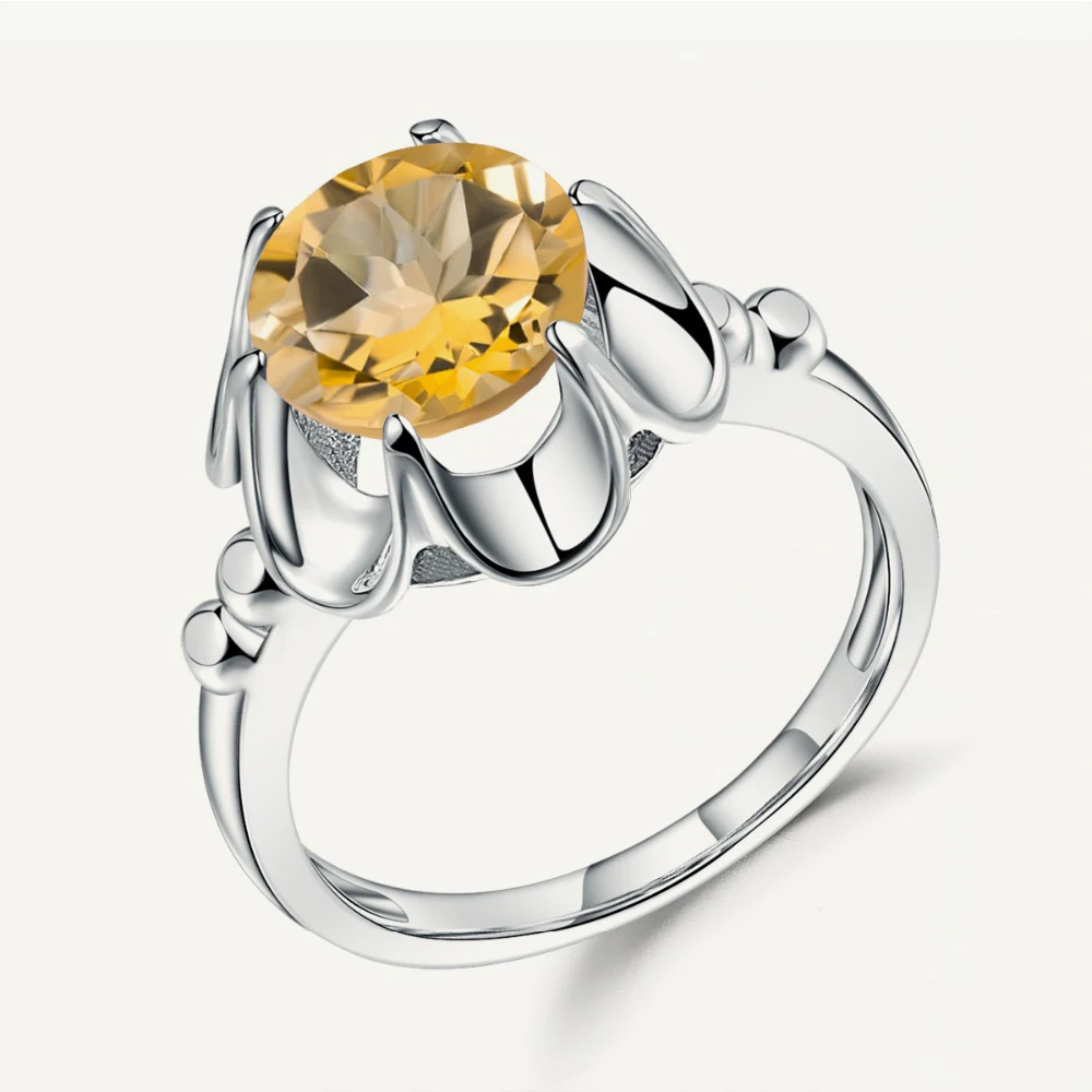 

GEM'S BALLET 2.66Ct Natural Citrine Engagement Ring Genuine 925 Sterling Silver Gemstone Finger Rings for Women Fine Jewelry